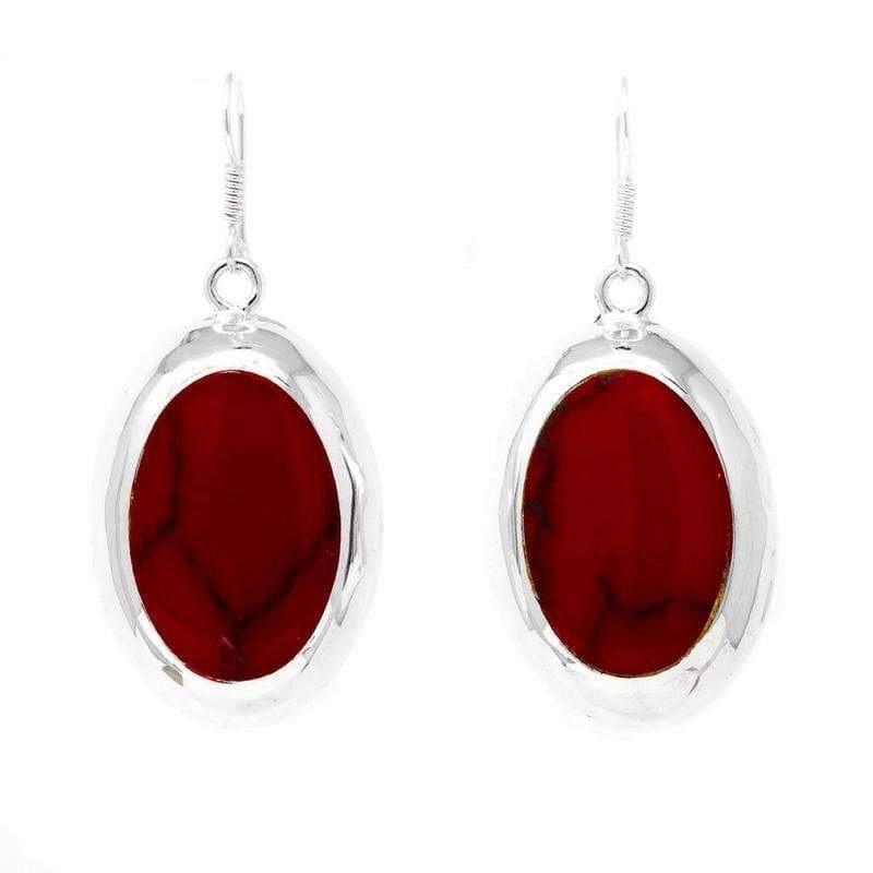 Earrings, Red Jasper Ovals