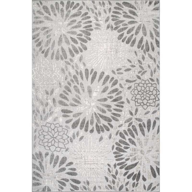 Floral Fireworks Indoor/Outdoor Rug | Light Grey