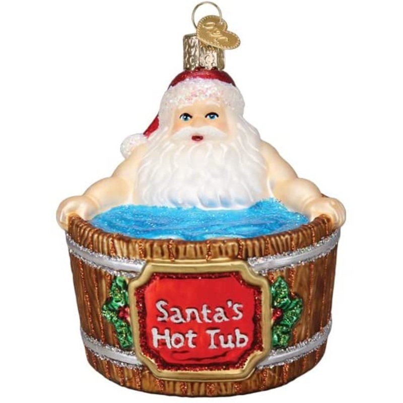 Old World Christmas Blown Glass Ornament for Christmas Tree, Santa’s Hot Tub