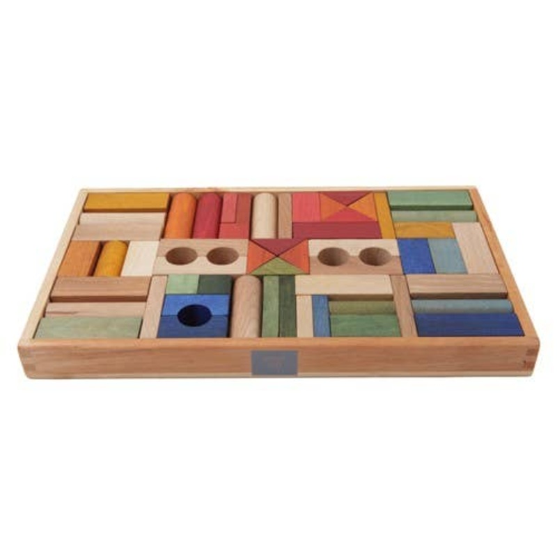 Wooden Blocks In Tray – 54 Pcs Rainbow
