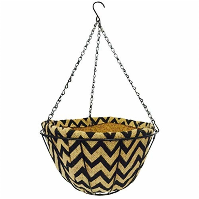 Gardener Select Hanging Basket with Jute Coco Liner, Black Wave 14