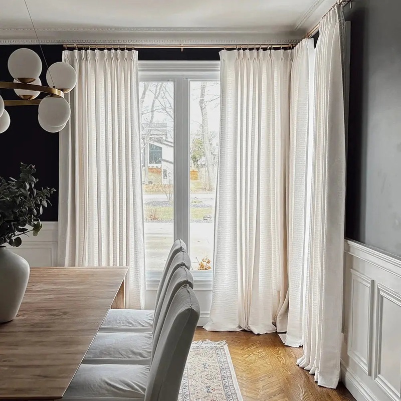 Lydia Brick Jacquard Curtain Pleated