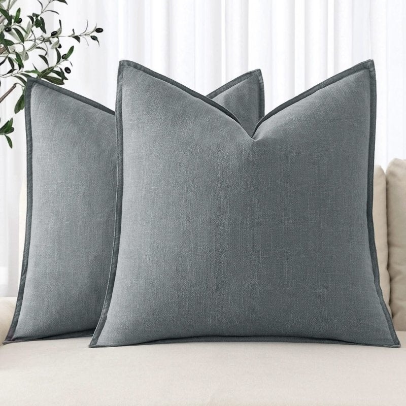 MIULEE Linen Pillow Covers 18×18 Inch Gray Decorative Throw Pillow Covers Pack of 2 Soft Accent Farmhouse Couch Pillowcases Modern Home Decors for Sofa Cushion Living Room Bed