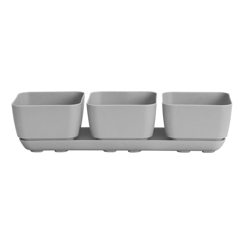 Novelty Herb & Succulent Trio Planter Plastic Flower Pots, 12″