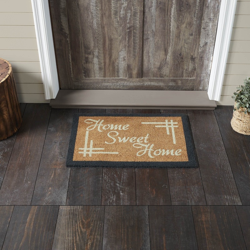 Home Sweet Home Charcoal Creme Coir Rug Rect 20×30