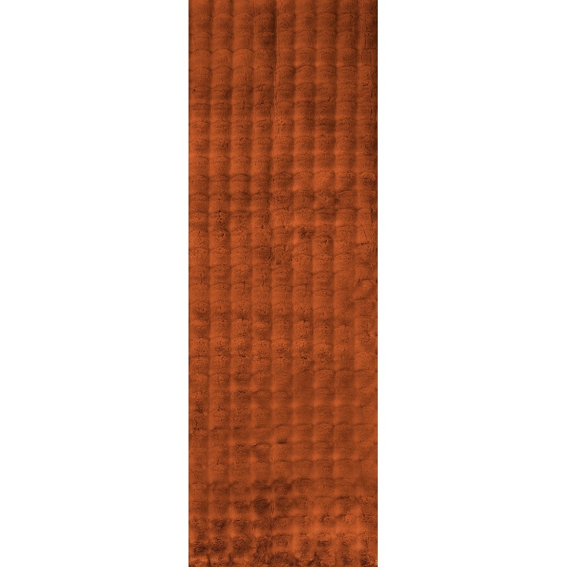 Ivana Checkered Plush Cloud Washable Rug | Brick