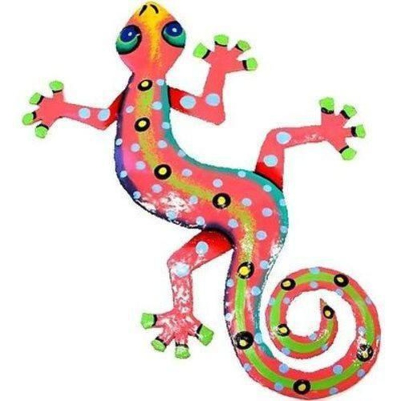 Eight Inch Pink Metal Gecko – Caribbean Craft