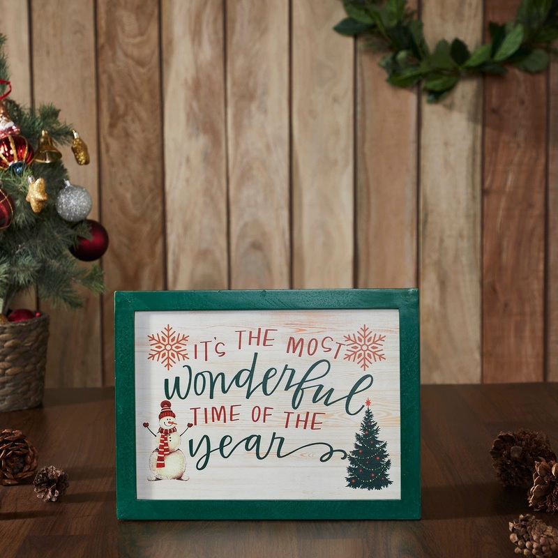 It’s The Most Wonderful Time Snowman Framed Wall Hanging Sign 9×12