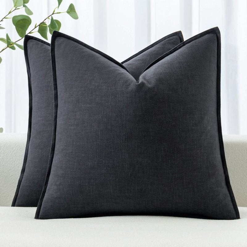 MIULEE Linen Pillow Covers 20×20 Inch Dark Gray Decorative Throw Pillow Covers Pack of 2 Soft Accent Farmhouse Couch Pillowcases Modern Home Decors for Sofa Cushion Living Room Bed
