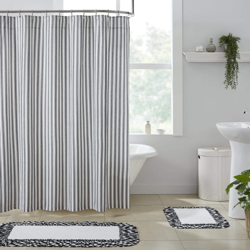 Sawyer Mill Black Ticking Stripe Shower Curtain 72×72