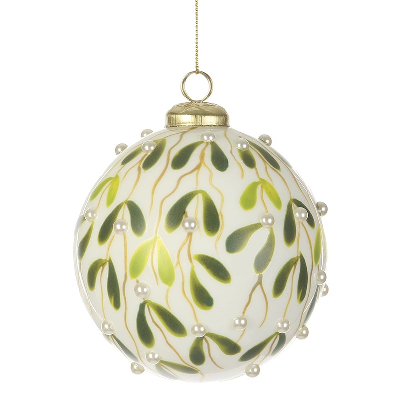 4″ Mistletoe Glass Ball Ornament
