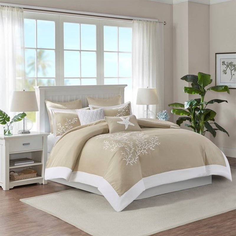 Coastline 6 Piece Oversized Cotton Jacquard Comforter Set