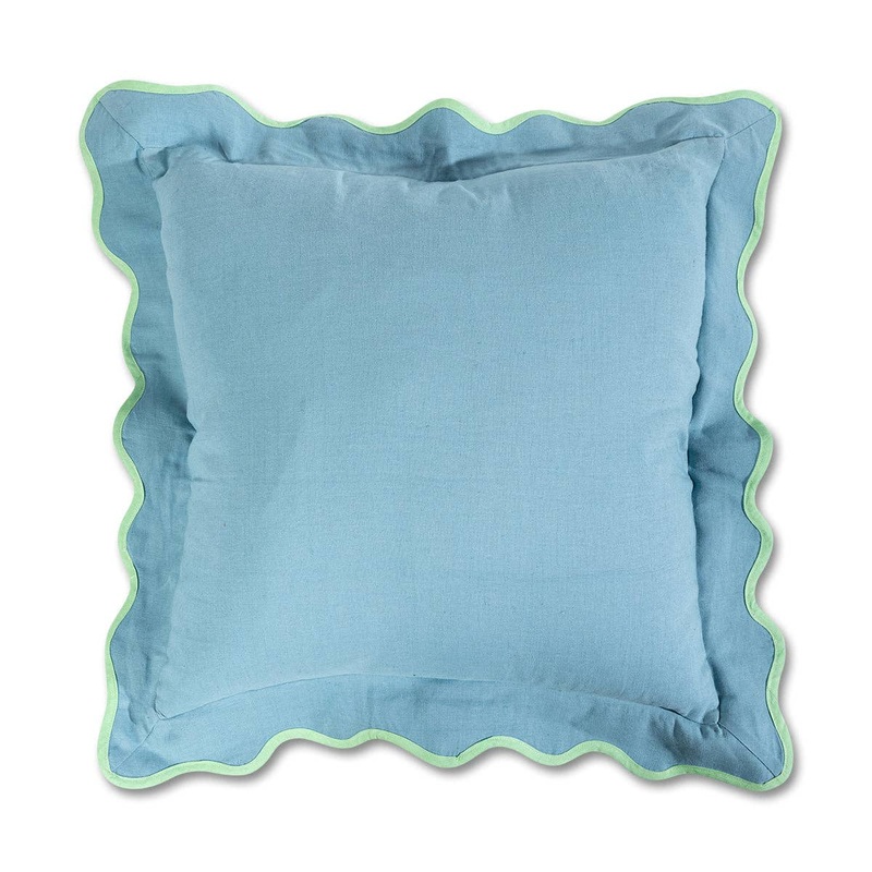 Darcy Linen Pillow – Aqua + Mint: WITH INSERT