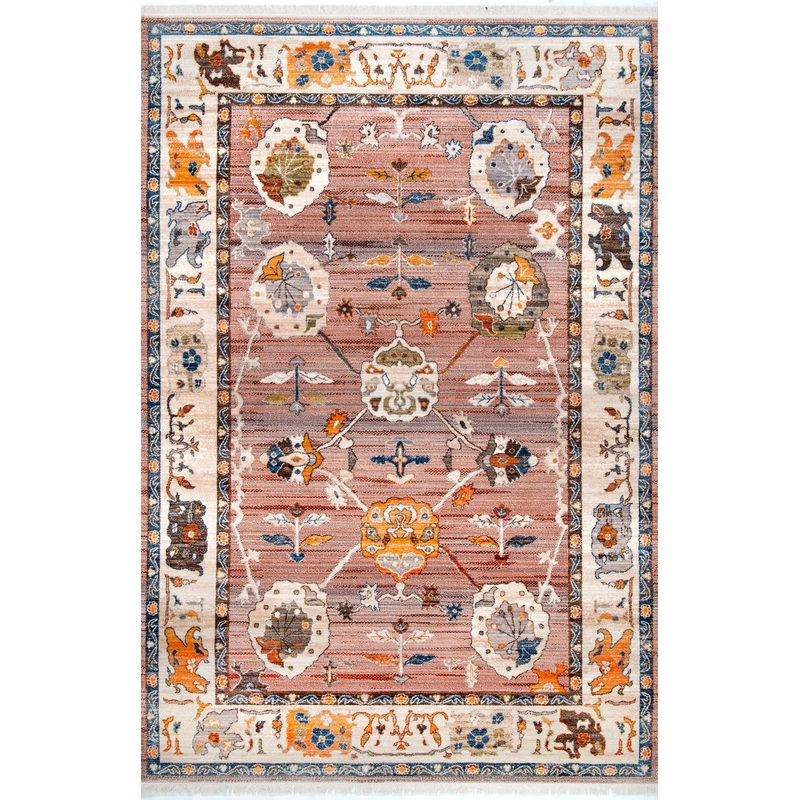 Distressed Foliage Rug | Light Brown