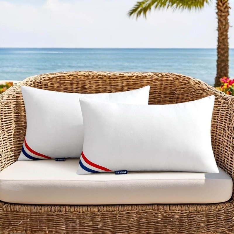 MIULEE Outdoor Pillows Pack of 2 12×20 Inch Outdoor Pillow Inserts Waterproof Decorative Throw Pillow Inserts, Rectangle Water Resistant Pillow for Garden Couch Furniture
