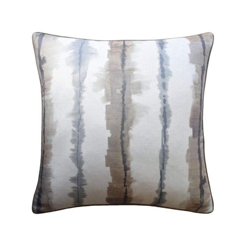 Watercolor Stripe Linen & Taupe Pillow