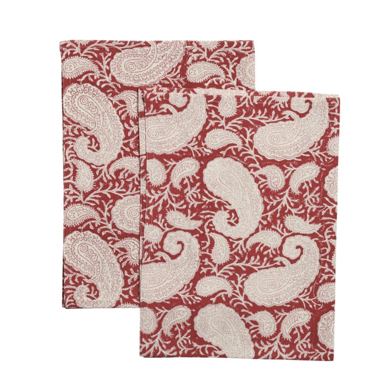 Cotton Kitchen Towel Big Paisley – Red