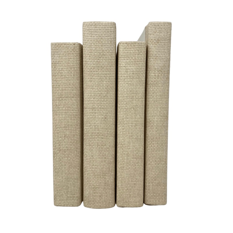 Off-White Grasscloth Decorative Book, 8.5″-9.5″