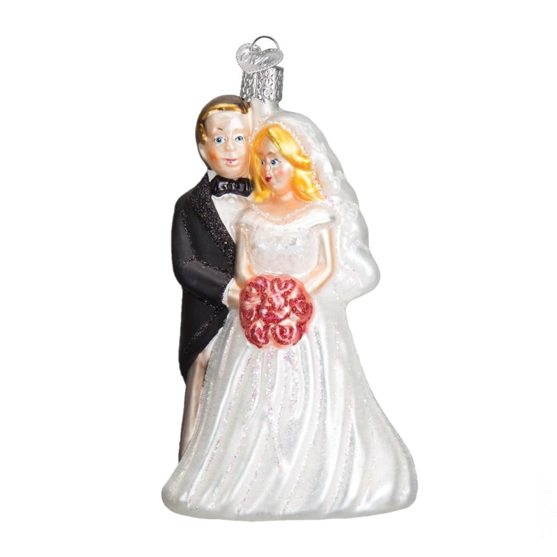 Old World Christmas Blown Glass Ornament for Christmas Tree, Bride and Groom