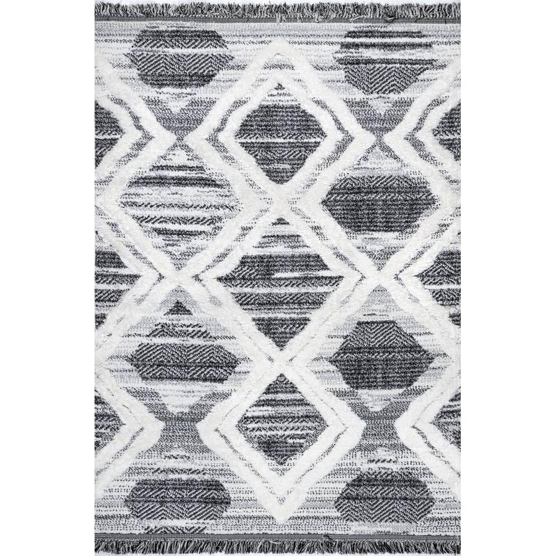 Wren Textured Trellis Rug | Grey