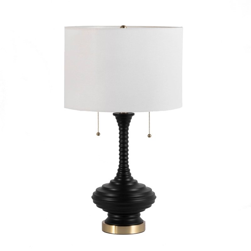 26-inch Steel Spiraling Teardrop Table Lamp | Black