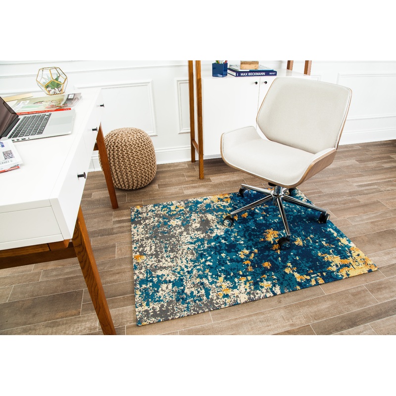 Bilbao 1/4 Chair Mat Blue & Orange