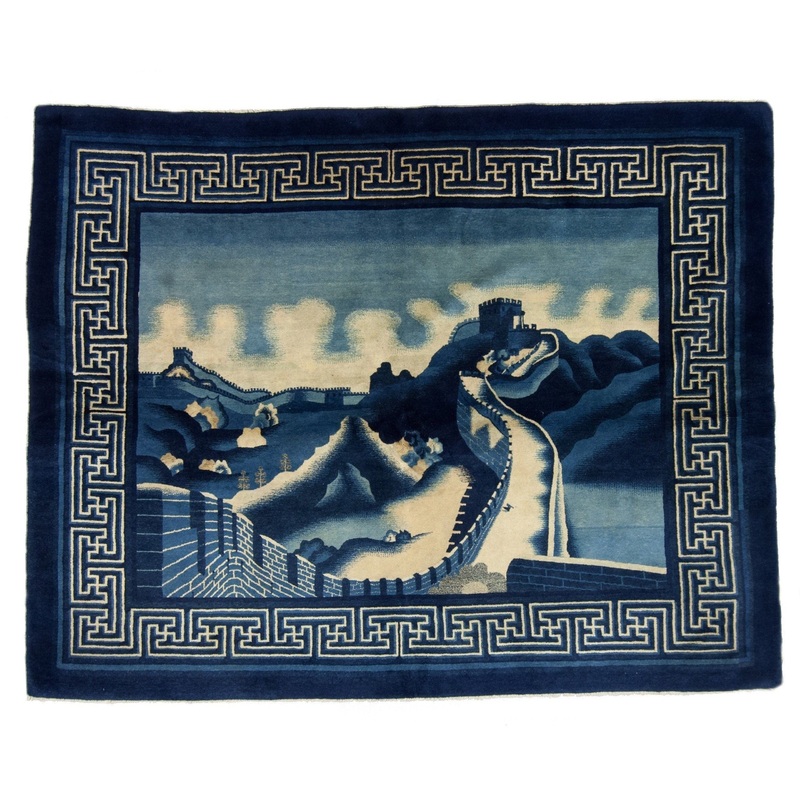 ANTIQUE CHINESE PAO TAO BLUE BEIGE – GREEN WALL 5′ 10” x 7′ 5”