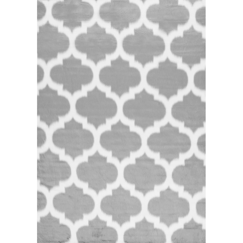 Faux Sheepskin Trellis Rug | Grey