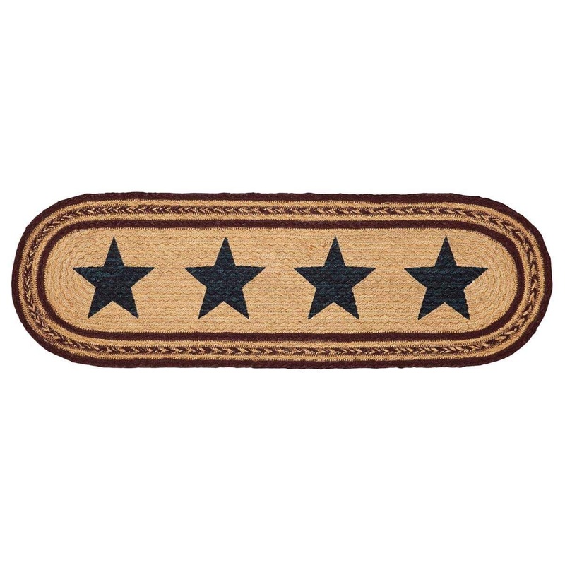 Potomac Jute Stair Tread Oval Stencil Stars Latex 8.5×27