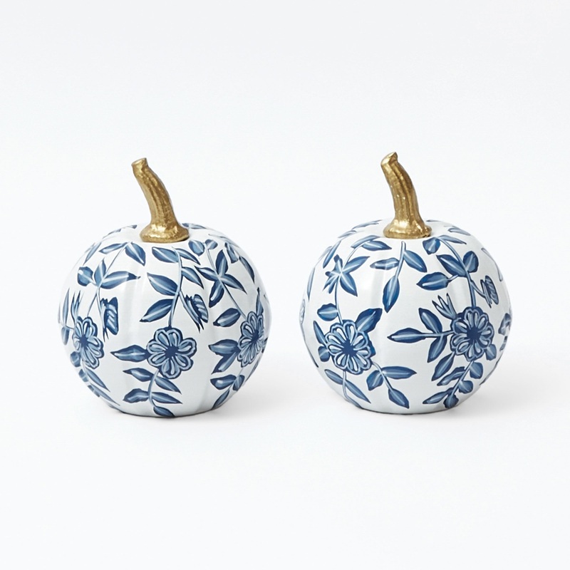 White Chinoiserie Tole Pumpkin (Pair)