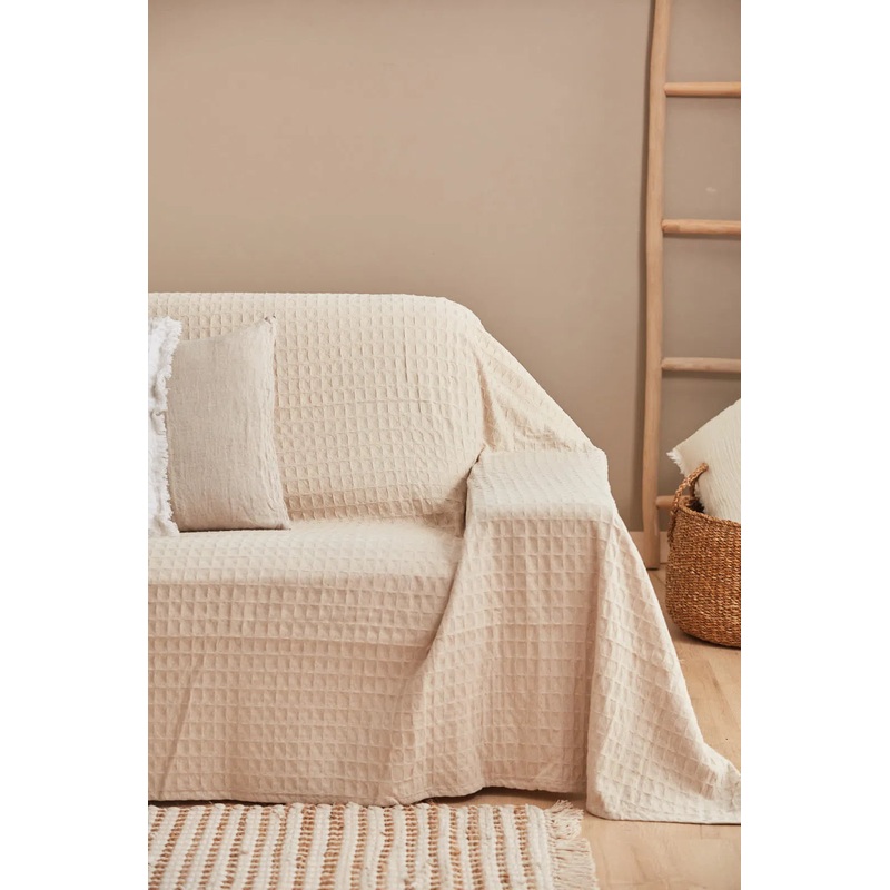 Funda de sof de algodn nido de abeja crudo Panal