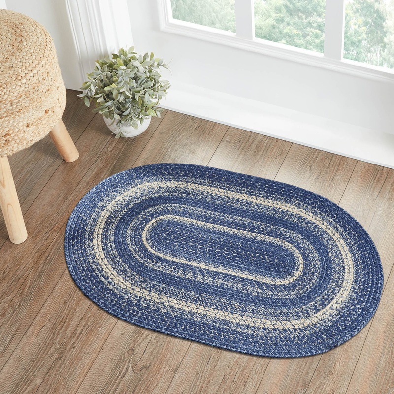 Great Falls Blue Jute Rug Oval w/ Pad 24×36