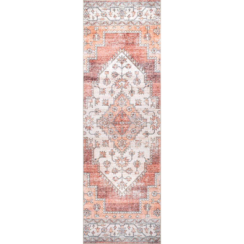 Maria Oasis Medallion Washable Rug | Rust
