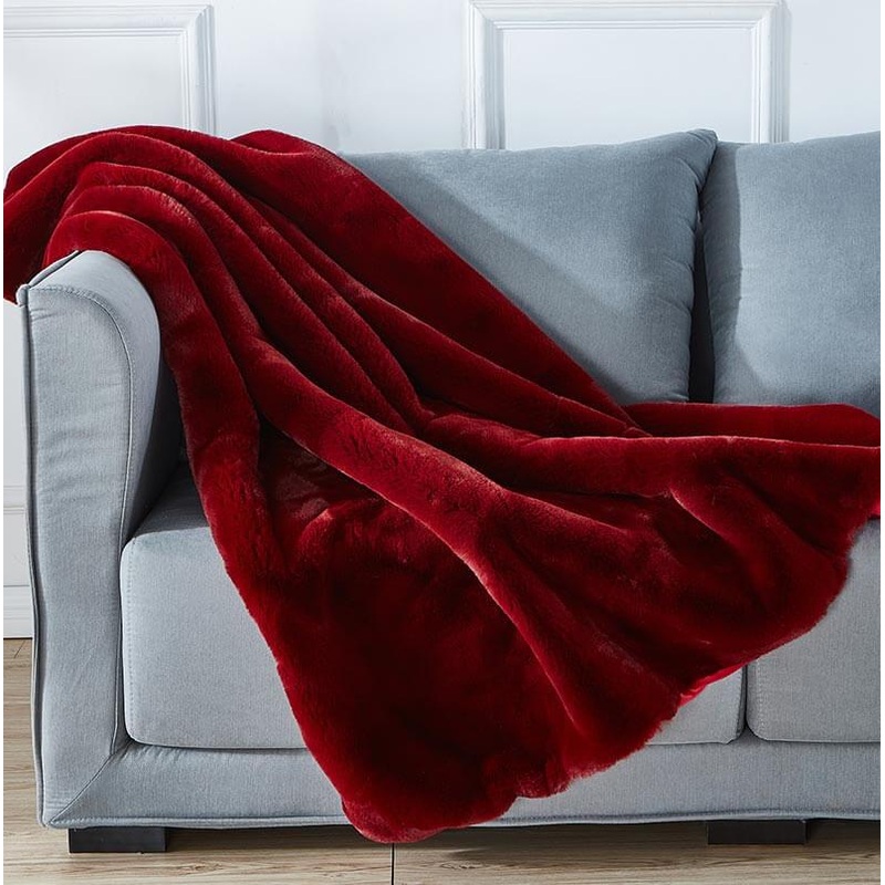 Red Chinchilla Faux Fur Throw Blanket